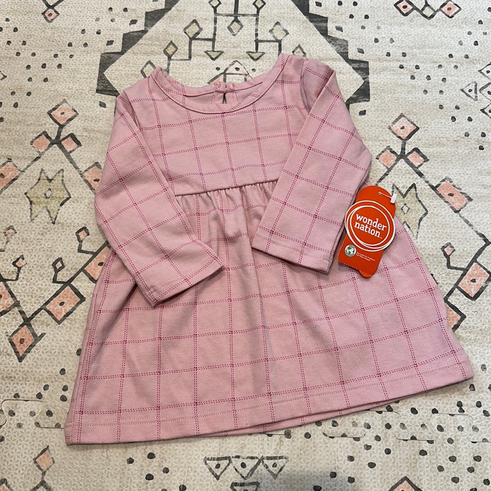 Infant pink dress with plaid detail. 3-6 month. NWT